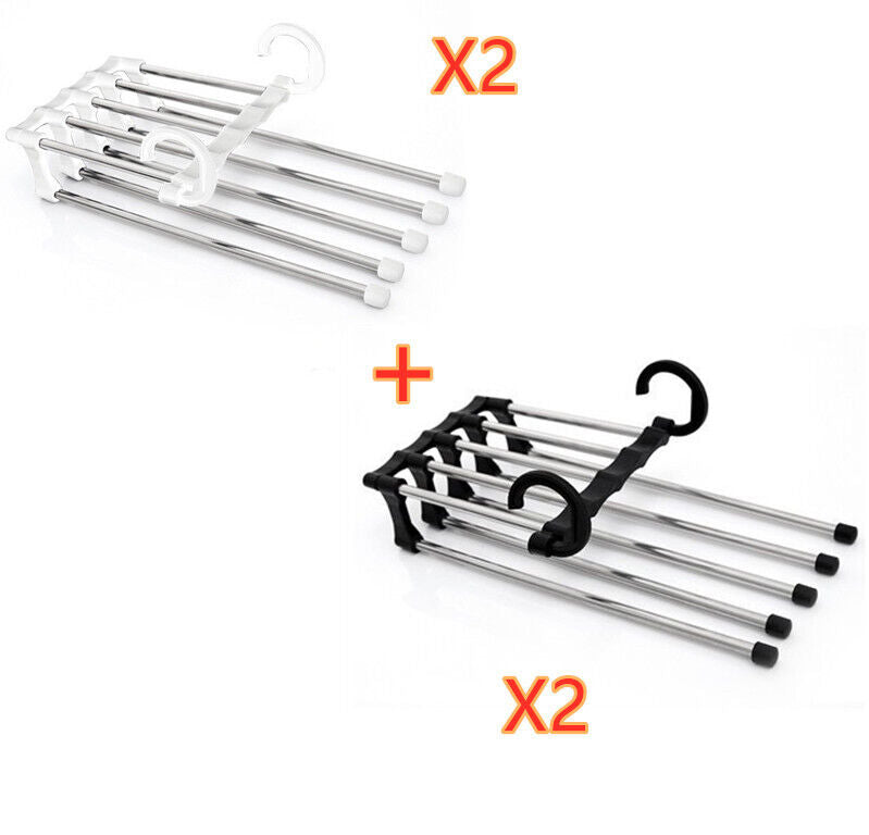 5 In 1 Wardrobe Hanger Multi-functional Clothes Hangers Pants Stainless Steel Ma